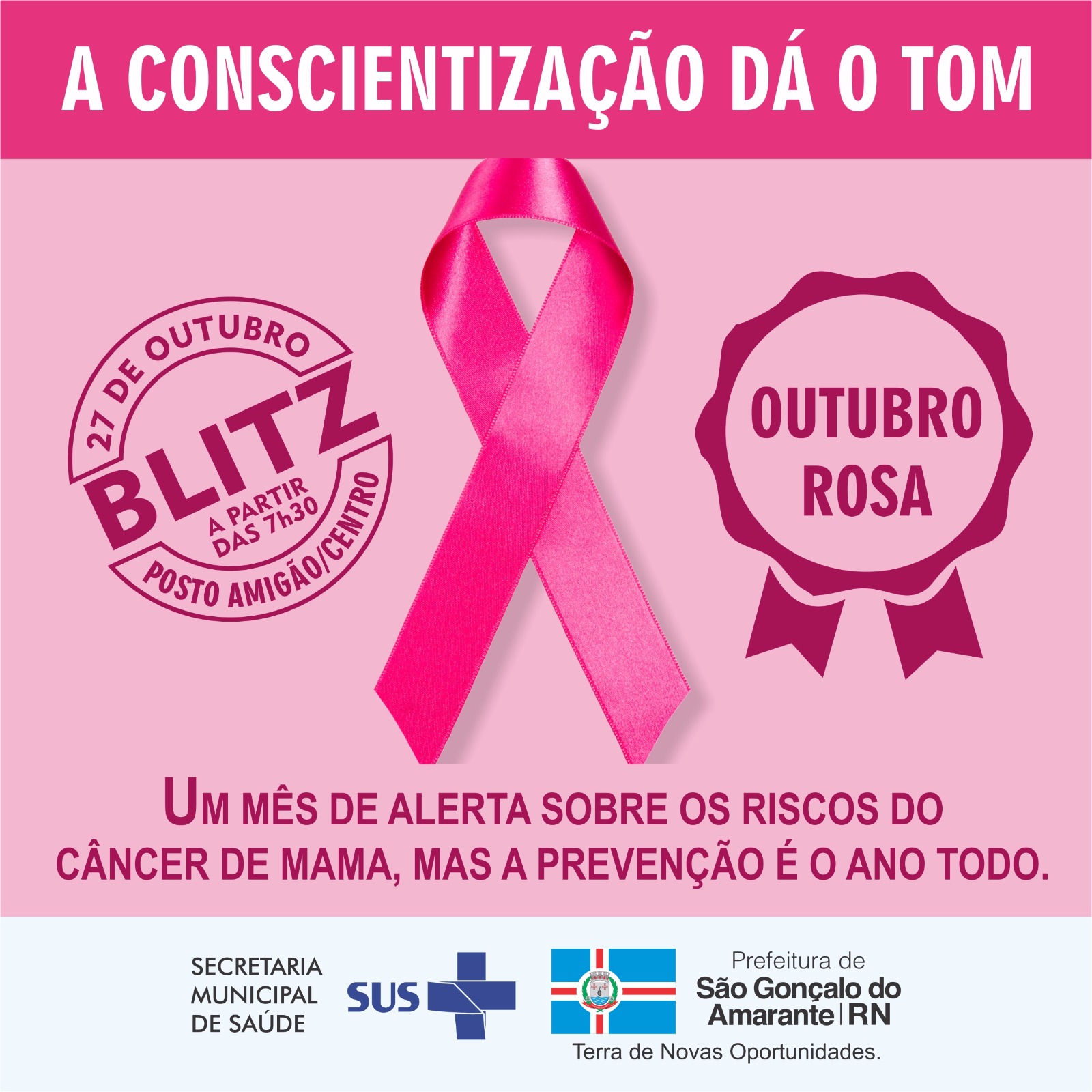 Saúde de São gonçalo divulga ações do “Outubro Rosa” com blitz educativa